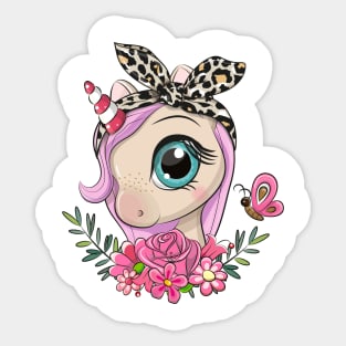 Cute girl unicorn. Very beautiful design for kids. Sticker